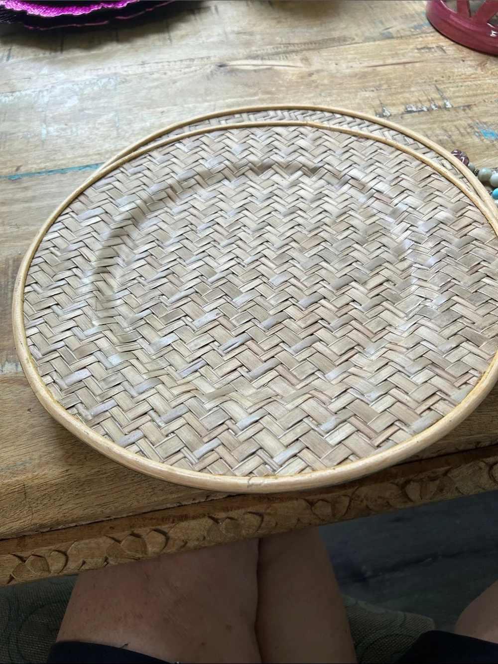 Woven Rattan Round Cotton Charger plates from Pier 1